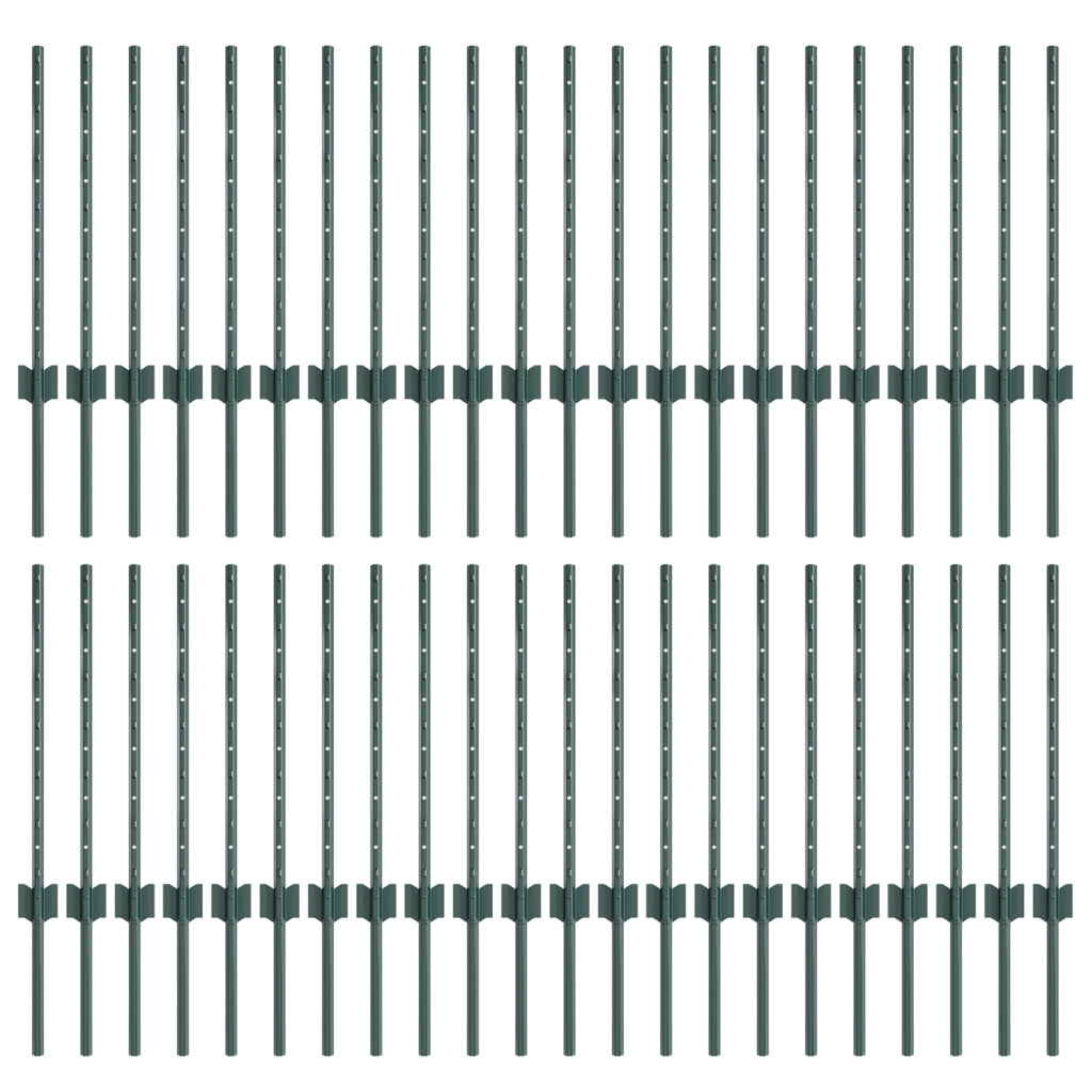 Posti per recinzioni 44 pcs U-Channel Verde 100 cm Acciaio