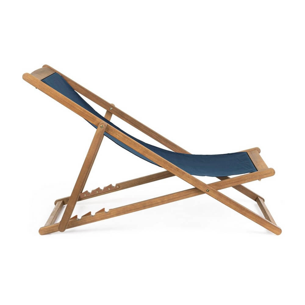 Set di 4 Sdraio Relax Pieghevoli in Legno di Acacia con Tessuto - SERENITY
