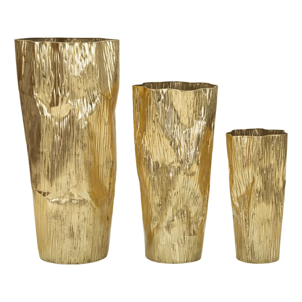 Set 3 portavasi Glolly oro in ferro dalle linee slanciate