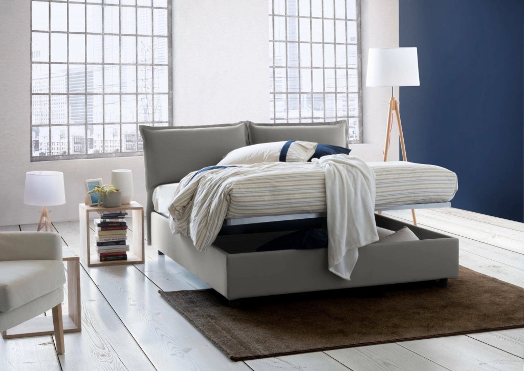 Letto Matrimoniale Amy, Letto Matrimoniale Materasso Incluso Made in Italy, Grigio