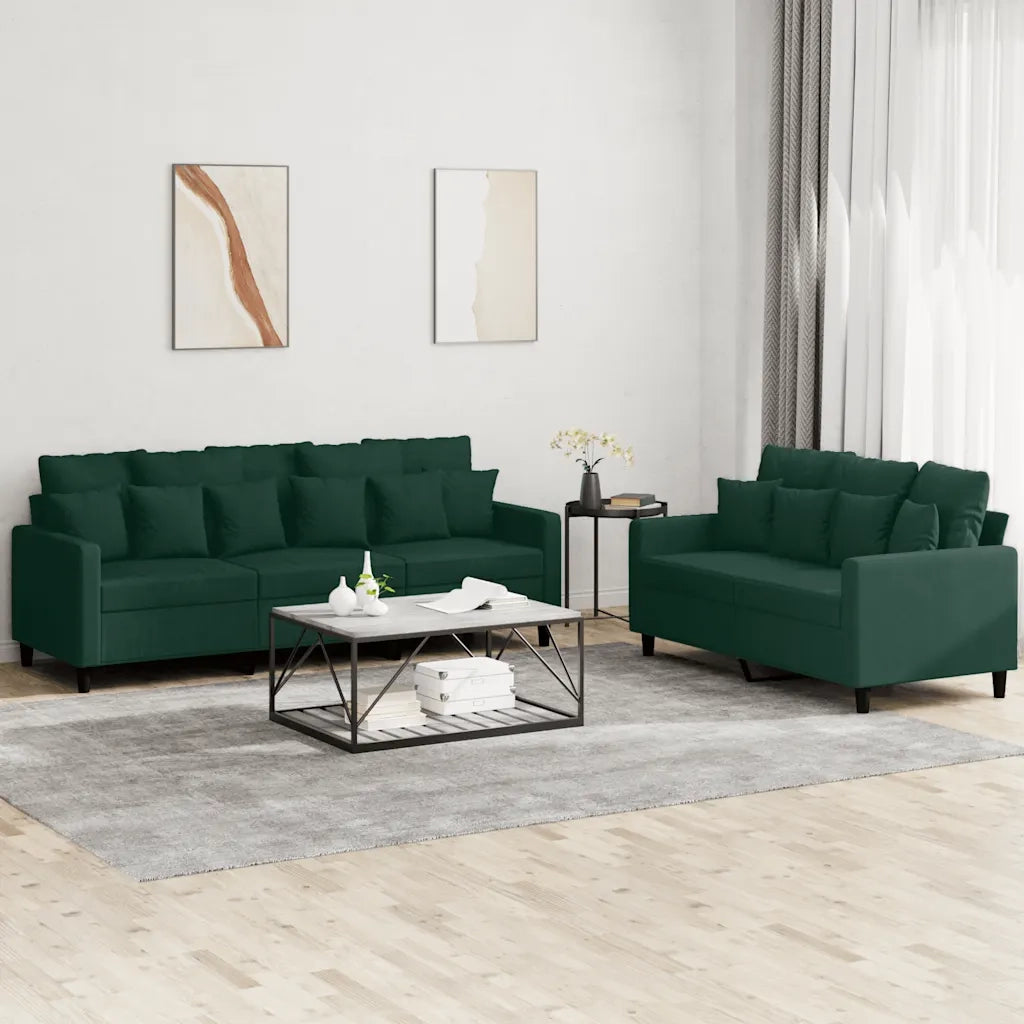 Set di Divani 2 pz con Cuscini Verde scuro in Vellutocod mxl 128091