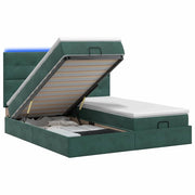 Letto Ottomano con Materasso e LED Verde Scuro 160 x 200 cm 3458493