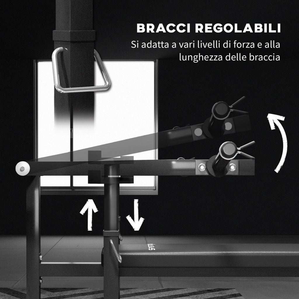 Panca per Pettorali ad Altezza Regolabile 150x150x60-85 cm in Acciaio Nero