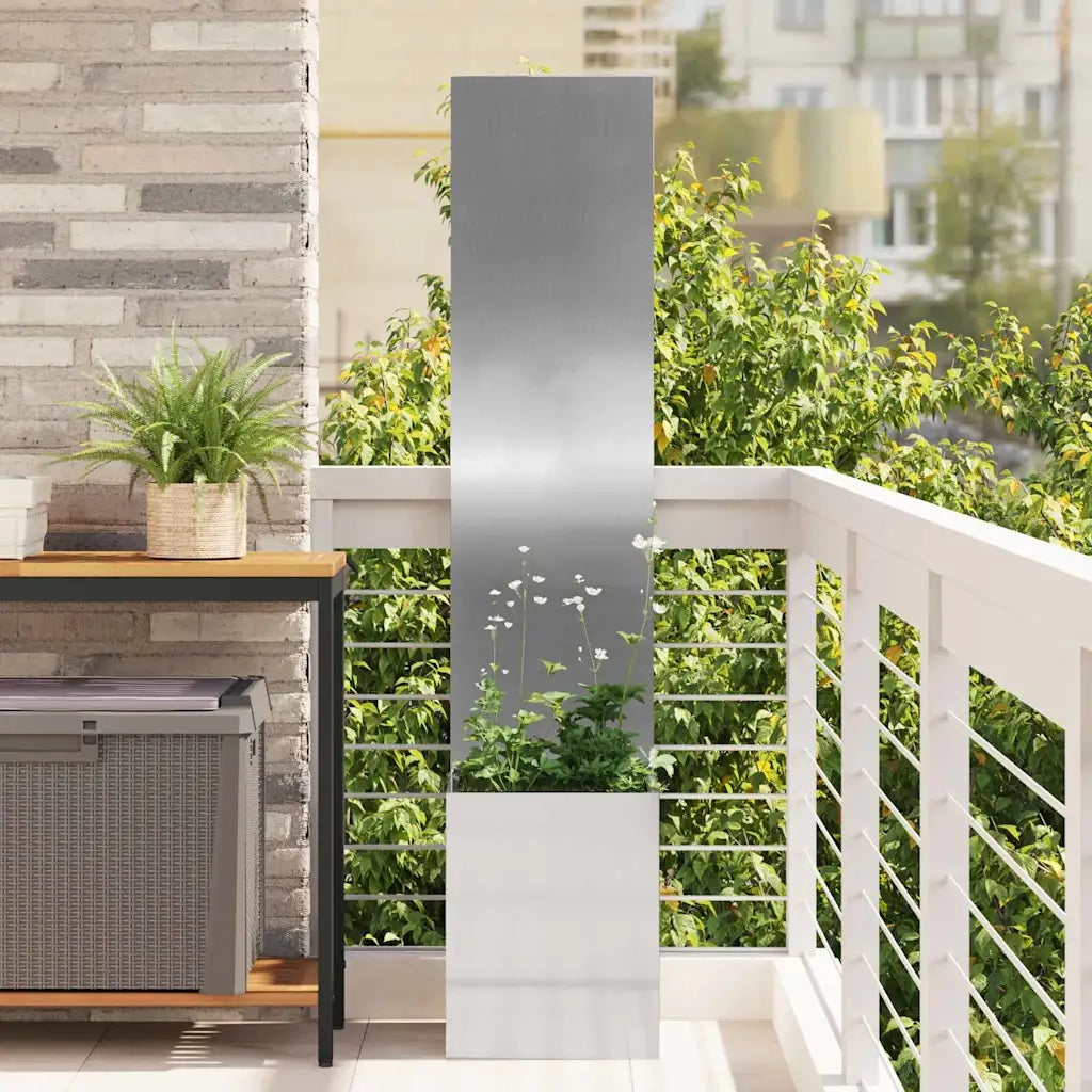 vidaXL Vaso da Giardino con Pannello Decorativo Argento 32 x 140 cm