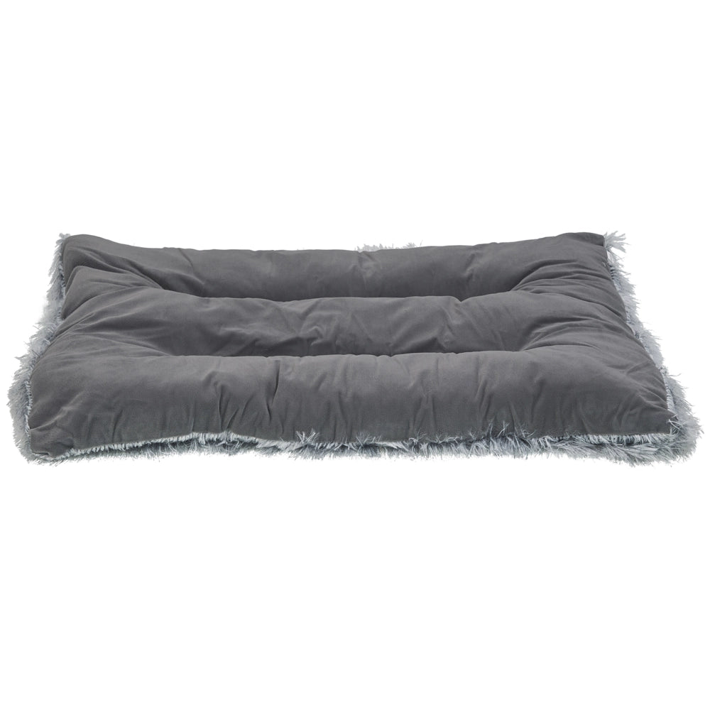 Cuccia animali letto per cani lettino gatti velluto grigio con nappe 60 x 45 cm