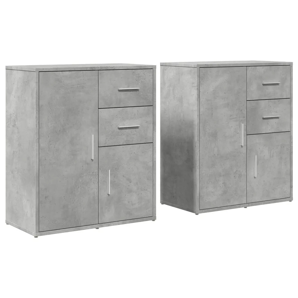Credenze 2 pz | Madia | Buffet da pranzo | Armadio da pranzo Grigio Cemento 60x31x70 cm in Legno Multistrato