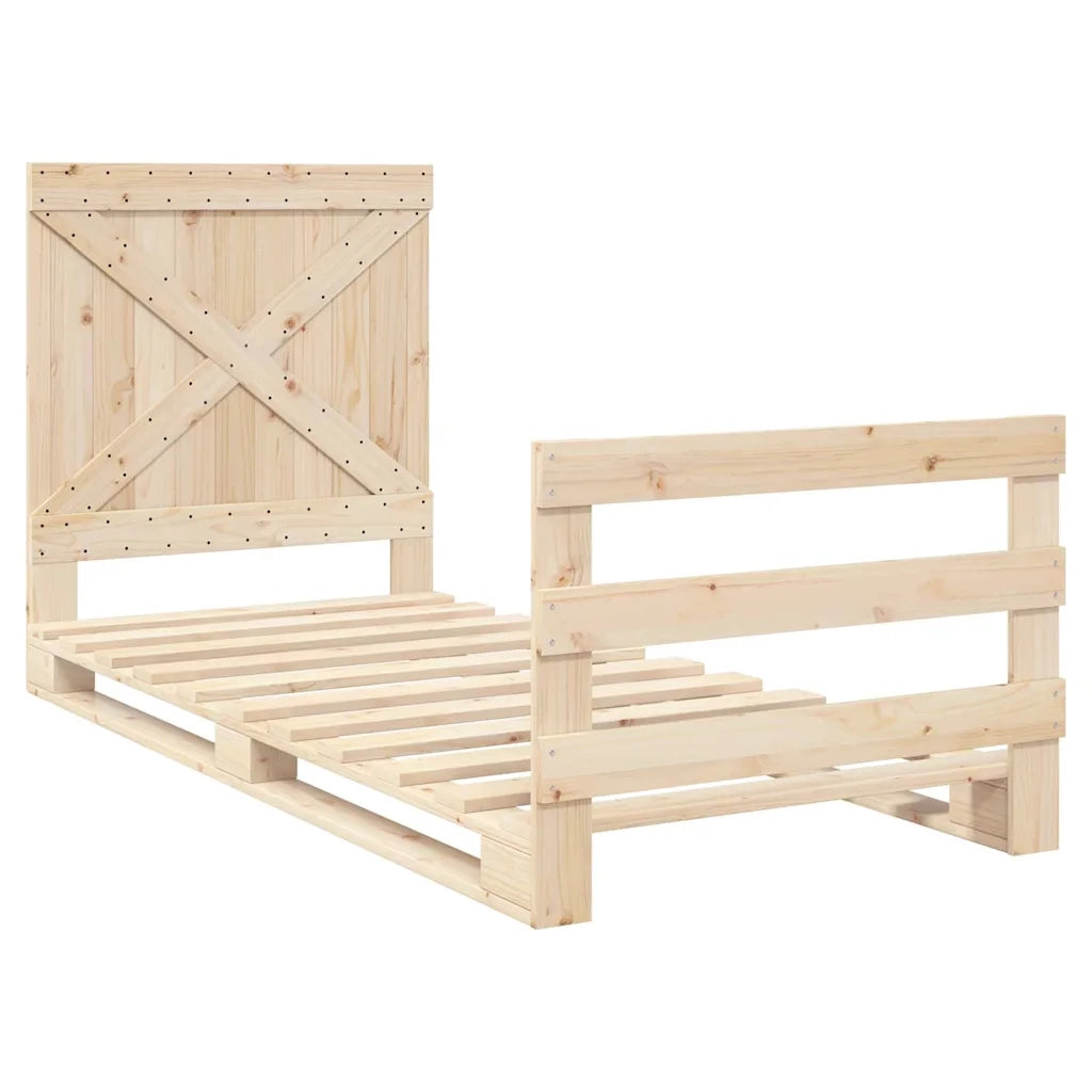 Giroletto con Testiera 90x200 cm in Legno Massello di Pino 3281574