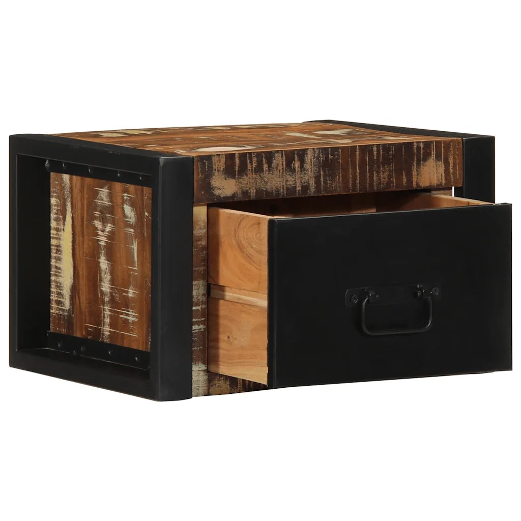 Set di 2 Comodini | Armadio da Notte | Mobiletto da notte Multicolore 40x35x25cm in Legno Massello Recupero