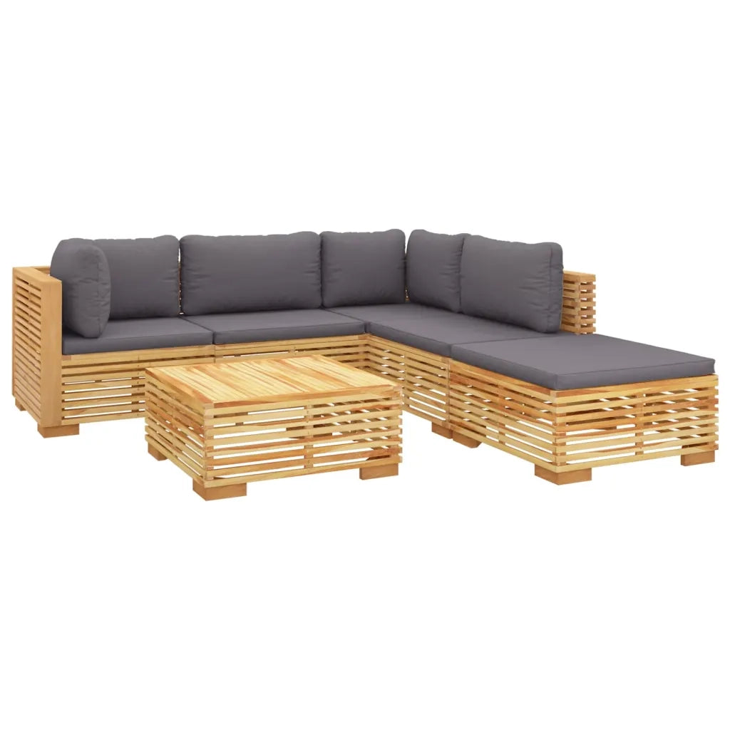 Set Divani da Giardino 6 pz con Cuscini Legno Massello di Teak