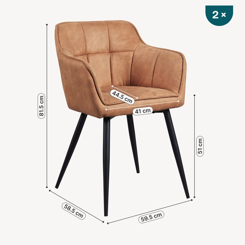 Set di 2 Sedie per Sala Pranzo Birmingham Effetto Velluto Marrone [en.casa]