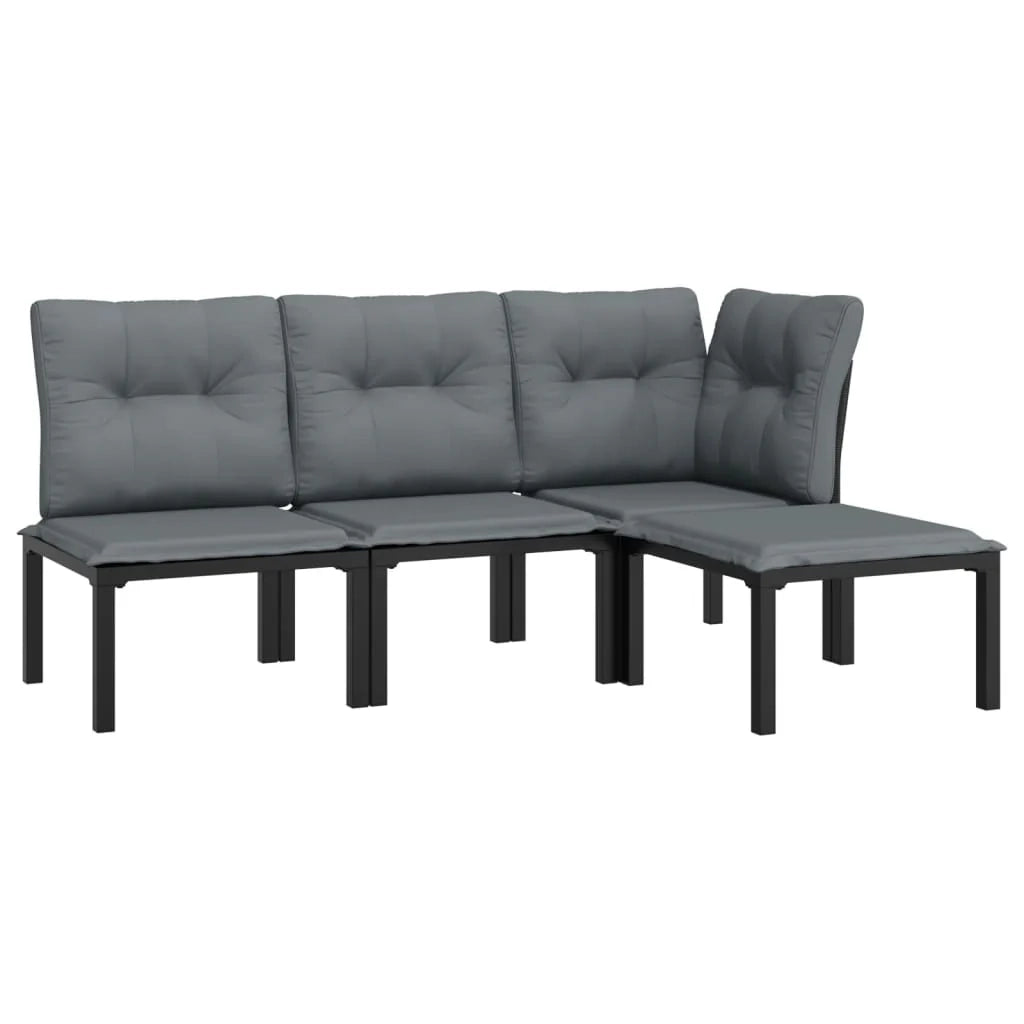 Set di mobili da giardino mobili da esterno set da 4 pezzi resina intrecciata nera e grigia 02_0016268