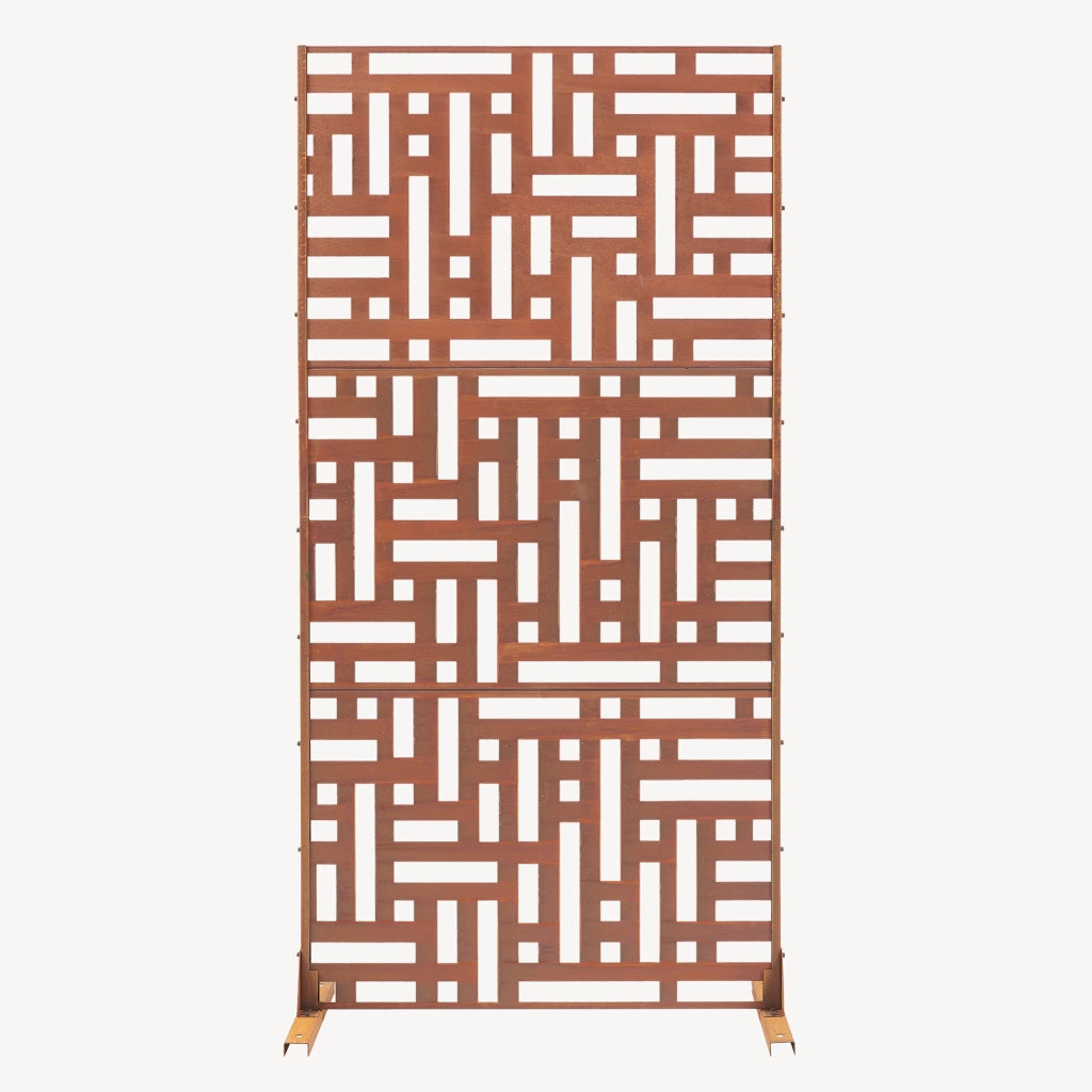 Pannello Divisorio Bernalda Struttura Traforata in Acciaio Corten 180 x 90 cm Marrone Ossidato casa.pro