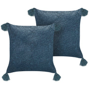 Set di 2 cuscini in velluto con 45x45 cm blu scuro soggiorno camera da letto stile boho
