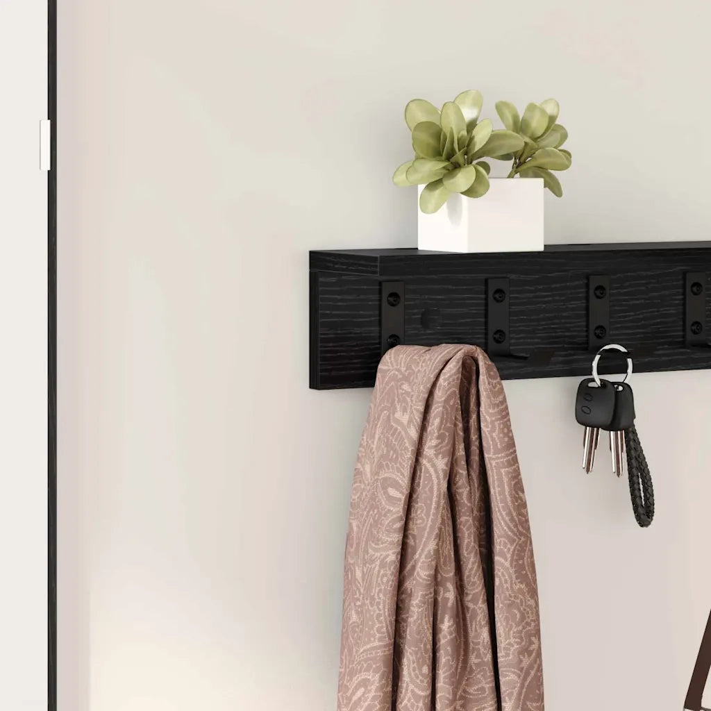 Appendiabiti a muro Rovere Nero 80 x 10,5 x 10,5 cm 874364
