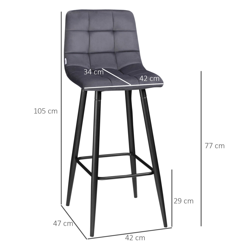 Set 2 sgabelli da bar con poggiapiedi ¨C zephmum ¨C 42x55x103 cm grigio