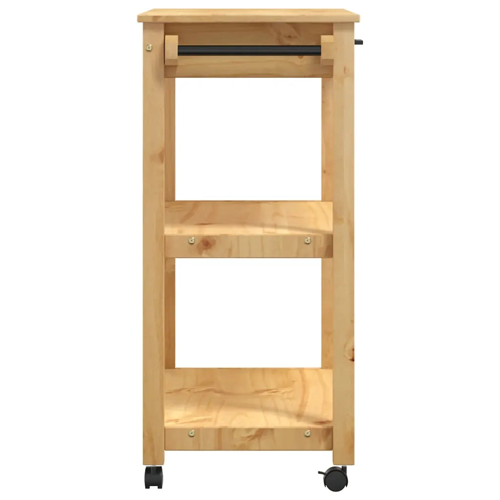 Carrello da Cucina MONZA 84x40x88,5 cm in Legno Massello di Pino 376103