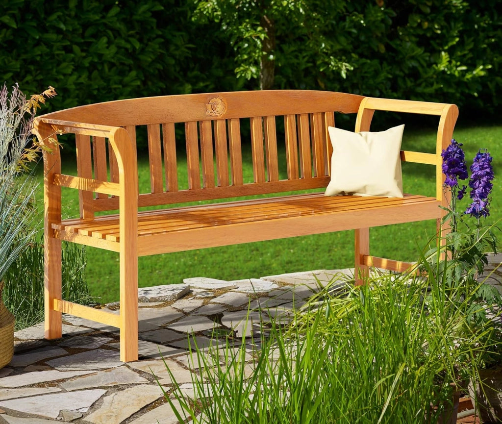 Panchina da Giardino Rose 3 Posti Certificato FSC in Legno 150cm Panca da Esterno Balcone