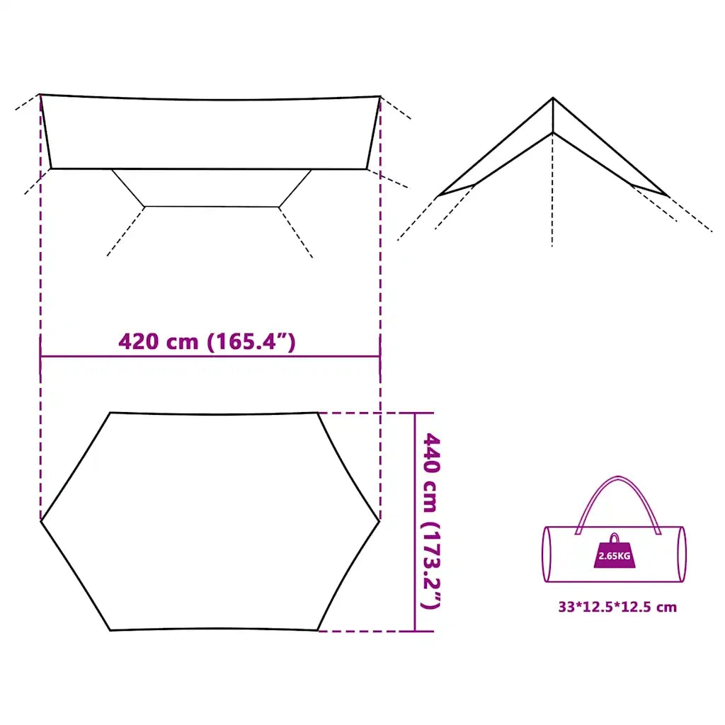 Telone da Campeggio Grigio/Arancione 420x440 cm Impermeabile 94678