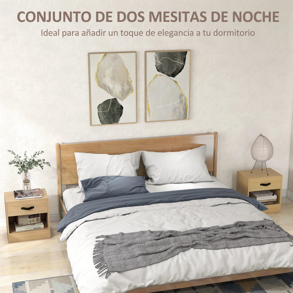 Tavolini da salotto con cassetto e scaffale ¨C Minimal ¨C 39x28x41 cm naturale