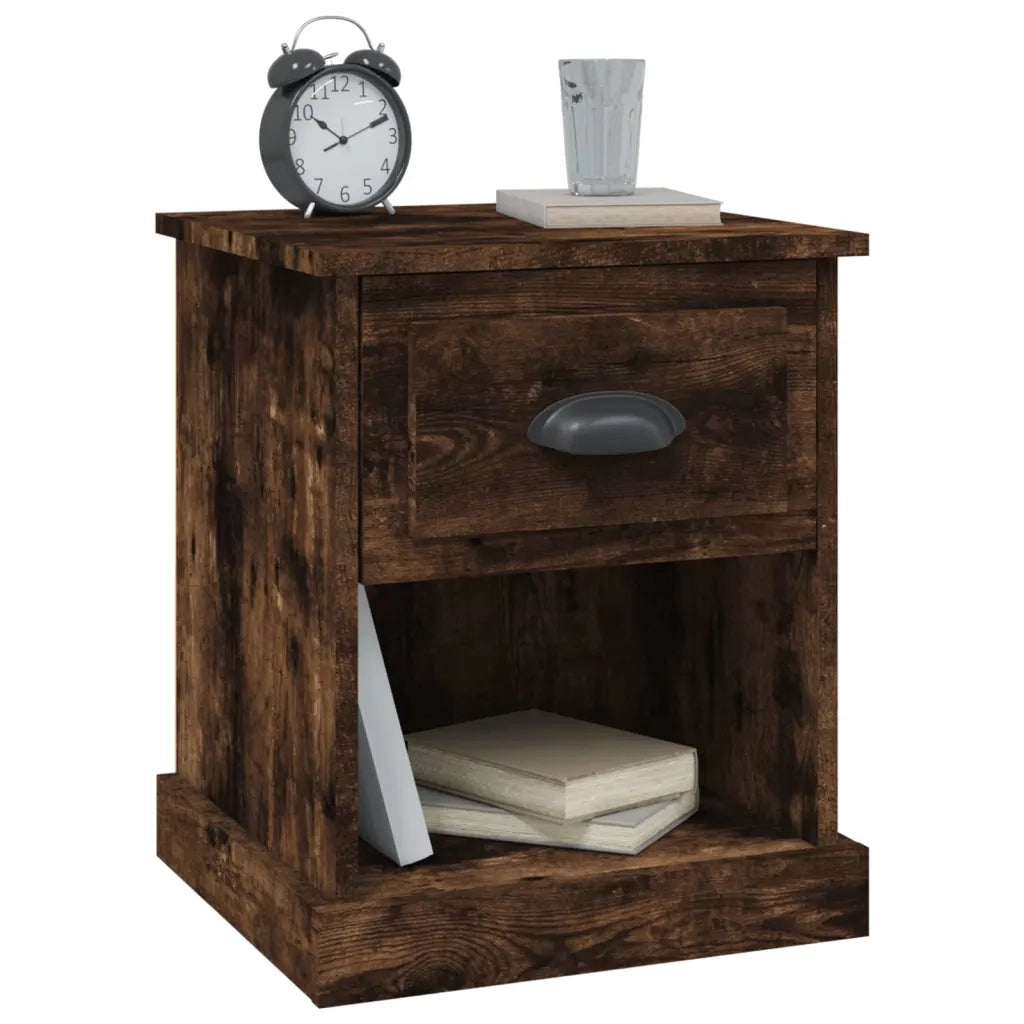 Set di 2 Comodini | Armadio da Notte | Mobiletto da notte Rovere Fumo 39x39x47,5 cm in Legno Multistrato