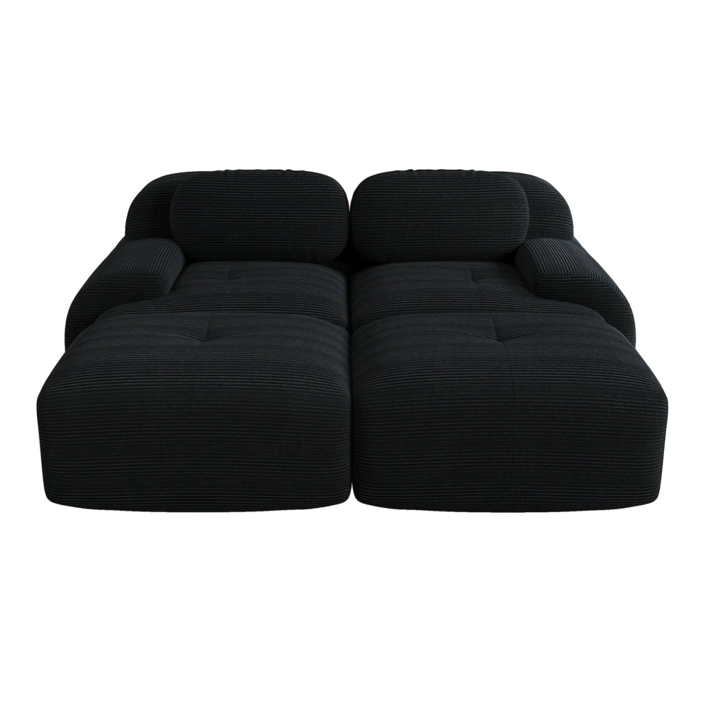 Divano 2 posti in tessuto a coste, design modulare senza struttura, colore nero