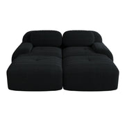 Divano 2 posti in tessuto a coste, design modulare senza struttura, colore nero