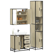 Set Mobili da Bagno 3 pz Rovere Sonoma in Legno Multistrato