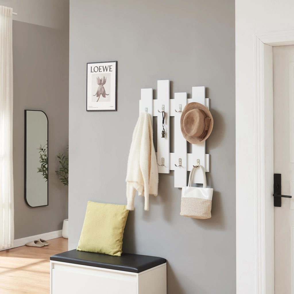 Appendiabiti da Muro Raseborg a 4 Pannelli per Ingresso 80 x 60 cm Bianco [en.casa]