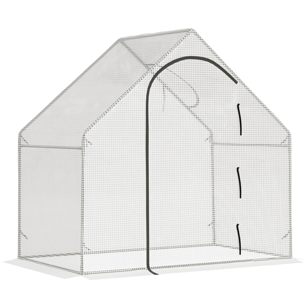 Serra da giardino 180 x 100 x 168 cm con porta arrotolabile, finestra superiore e telo in PE, bianca