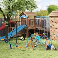 Cupola per Arrampicata Bambini 3-8 Anni, Struttura in Metallo per 4 Bimbi, Ø183x90cm, Multicolore