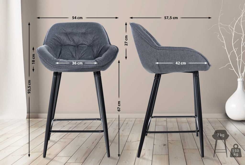 Set di 2 sgabelli da bar Gibson grigio,Tessuto
