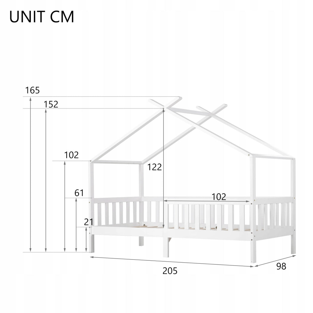 Letto per bambini 200x90 bianco con sponde - Xylo