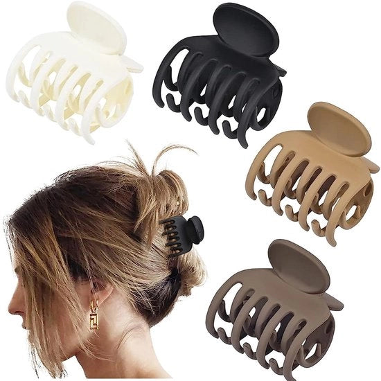4 pezzi di clip per capelli 4 cm - clip per capelli antiscivolo per capelli fini - bianco chiaro marrone scuro nero - formato medio per donne e ragazze