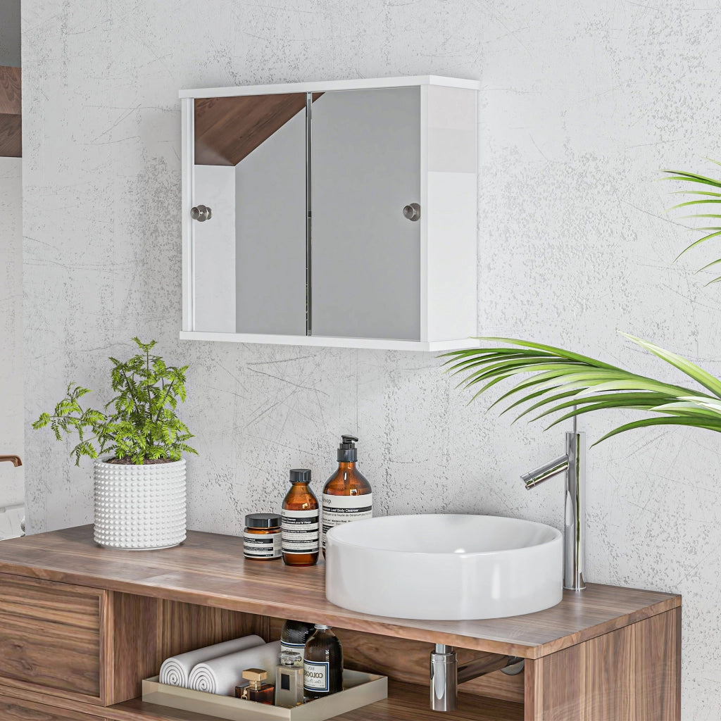 Armadio da bagno con specchio e ripiano ¨C zephmum ¨C 55x15x45 cm bianco