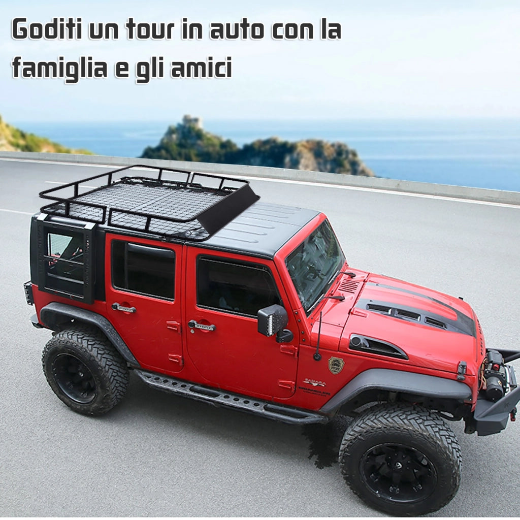 Cesto portabagagli universale per SUV camion, Portapacchi per auto con carenatura vento 122,5x102x15cm Nero-Accessori per veicoli