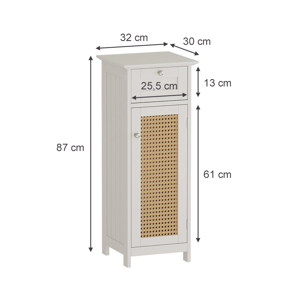 Vicco Mobiletto bagno Bianco 32 x 87 cm con anta e cassetto