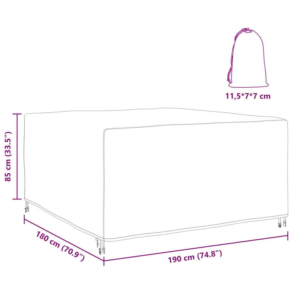 vidaXL Copertura per mobili da esterno Nero 180 x 190 x 85 cm 600D