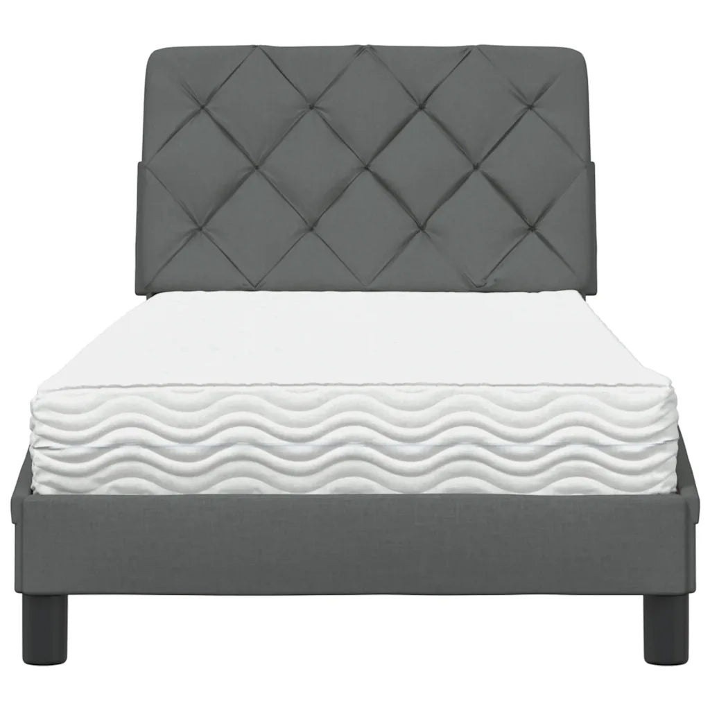Letto con Materasso Grigio Scuro 80x200 cm in Tessuto