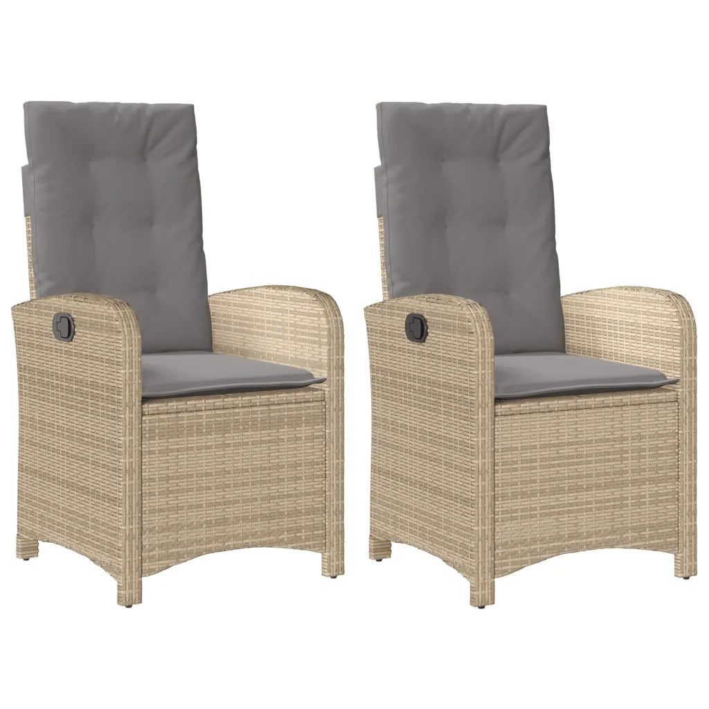 Sedie Reclinabili Giardino 2pz Cuscini Beige Misto Polyrattan 365173