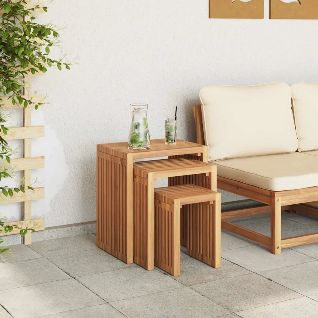 Tavolo Laterale da Giardino 3 pcs Marrone 33 x 44,5 x 51 cm 42006351