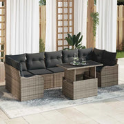 Set Divano da Giardino con cuscino 8 pcs Grigio polyrattan 3348415