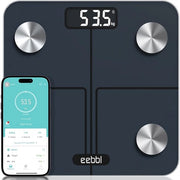 Pesa digitale per bagno intelligente - scala di peso professionale con impedance - pesa con precisione digitale - analisi di 13 funzioni - massimo 180 kg - compatibile con Android e iOS (nero)