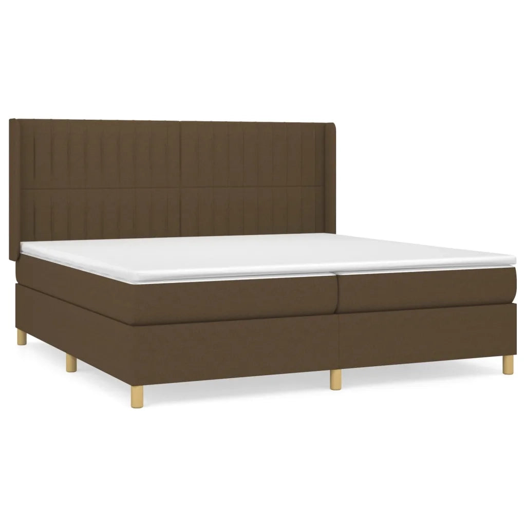 Giroletto a Molle con Materasso Marrone Scuro 200x200cm Tessuto 3132180