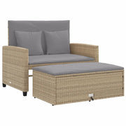 Divano da Giardino con Cuscini a 2 Posti-Sofa da giardino Beige in Polyrattan 109355