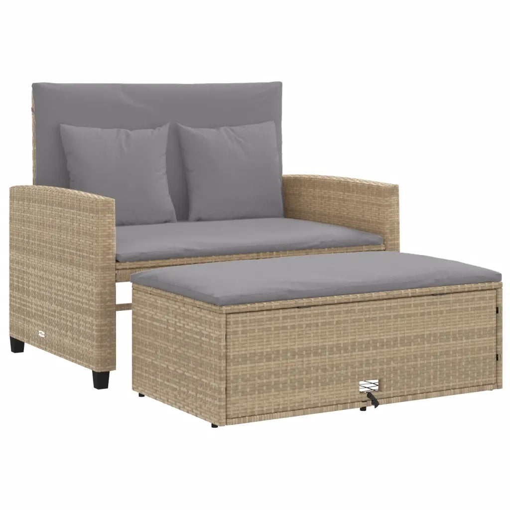 Divano da Giardino con Cuscini a 2 Posti-Sofa da giardino Beige in Polyrattan 109355