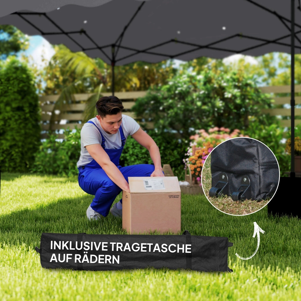 Gazebo da giardino 3x3 m pieghevole ¨C zephmum ¨C grigio chiaro metallo tessuto