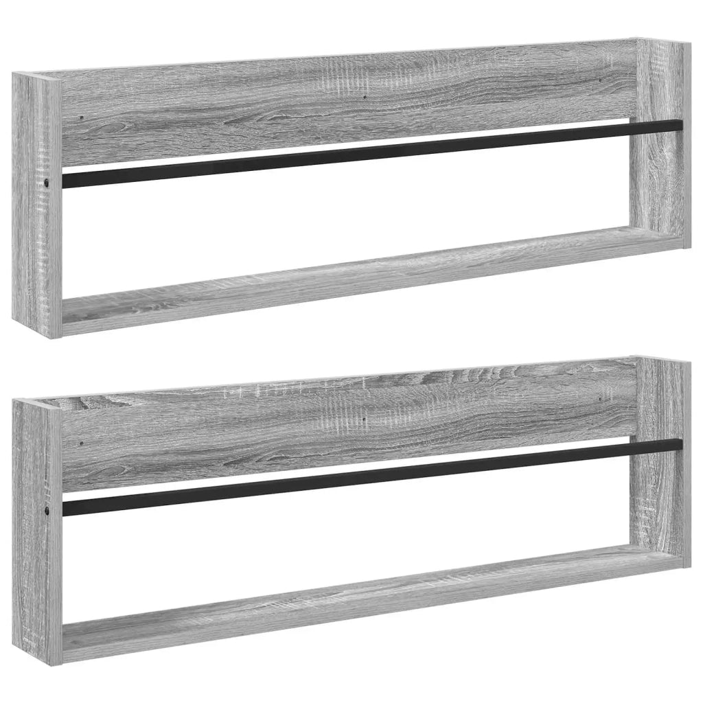 Scaffale per riviste 2 pz Grigio Sonoma 100 x 12 x 30 cm 890823