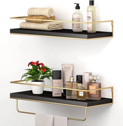 Set di pannelli decorativi in legno scuro e oro da 2 - perfetta decorazione per ogni stanza