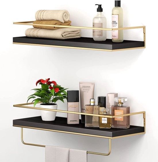 Set di pannelli decorativi in legno scuro e oro da 2 - perfetta decorazione per ogni stanza