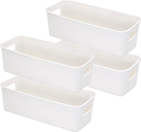 Set di 4 Scatole di Deposito Bianche per Cucina e Bagno